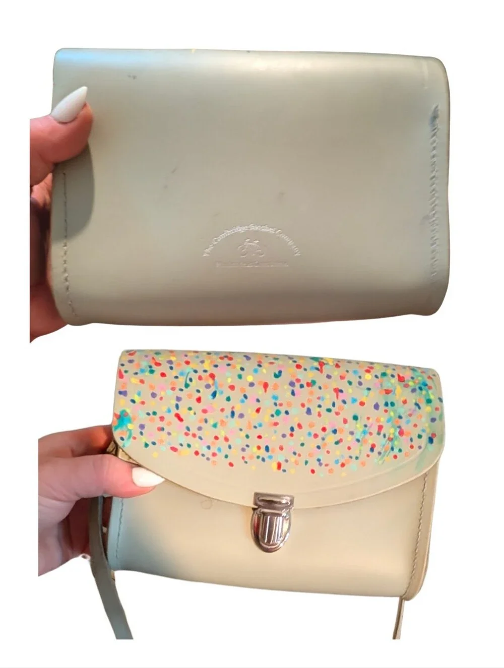 Hand-Painted Confetti Pushlock Crossbody Cambridge Satchel Co Bag